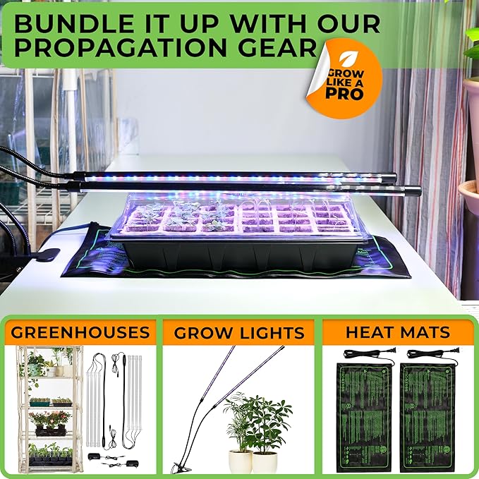 CARPATHEN Seed Starter Tray Kit - 5 x Strong Seed Starting Trays with Humidity Dome (120 Cells Total), Labels and Tools - Seedling Starter Trays Plant Germination Trays - Mini Greenhouse Cloning Kit