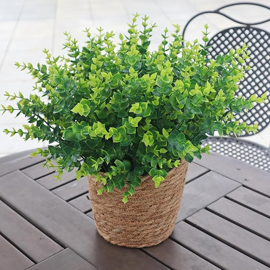 Artificial Flowers for Outdoors, 12 Bundles UV Resistant Realistic Faux Plants for Outside Porch Planter, Spring Summer Home Garden Decoration, Green
