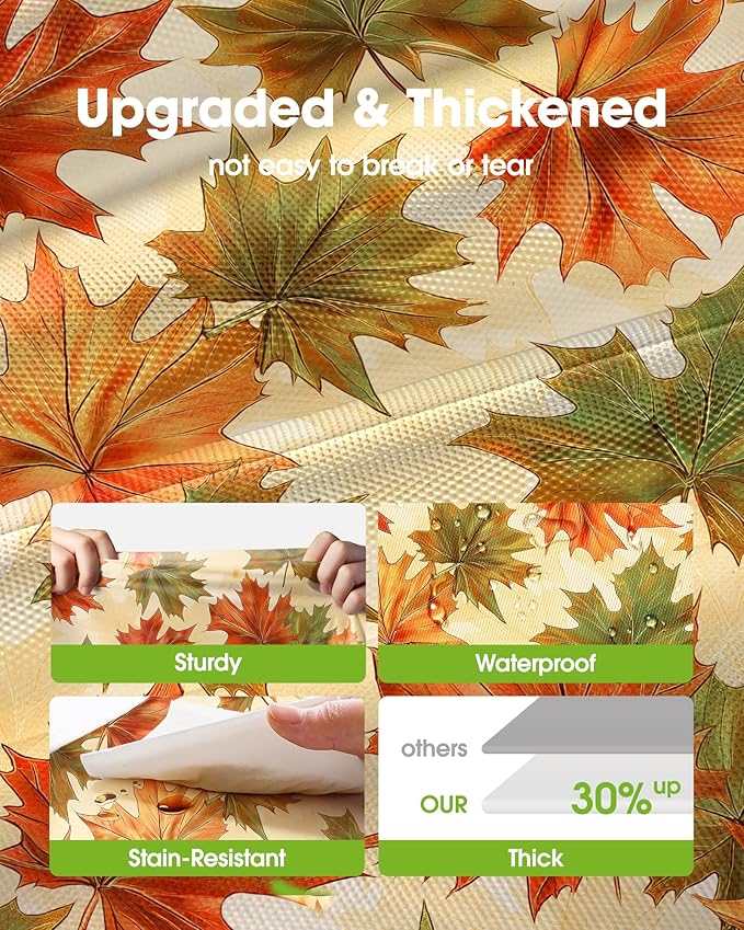 Pureegg Plastic Table Cloth Disposable 8 Pack, 54 x 108 Inch Table Cloths, Thanksgiving Decorations, Harvest Party, Fall Tablecloths, Rectangle Tables, Leakproof & Sturdy, Autumn Maple