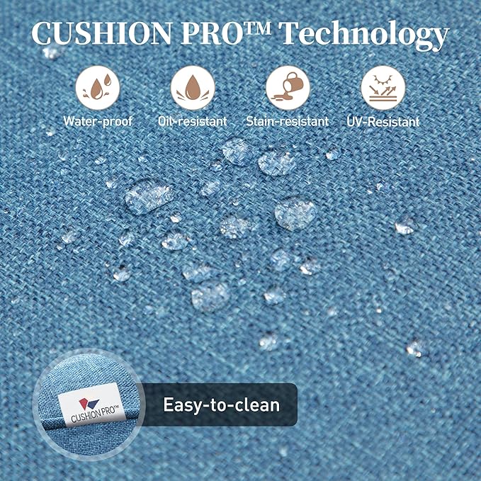 7 Piece Metal Outdoor Patio Furniture Set, Patio Conversation Sets 1 3-seater Sofa, 4 Fixed Chair, 2 Ottomans with 5.75" Thick Cushion, Black All-weather Frame Backyard Furniture, Navy