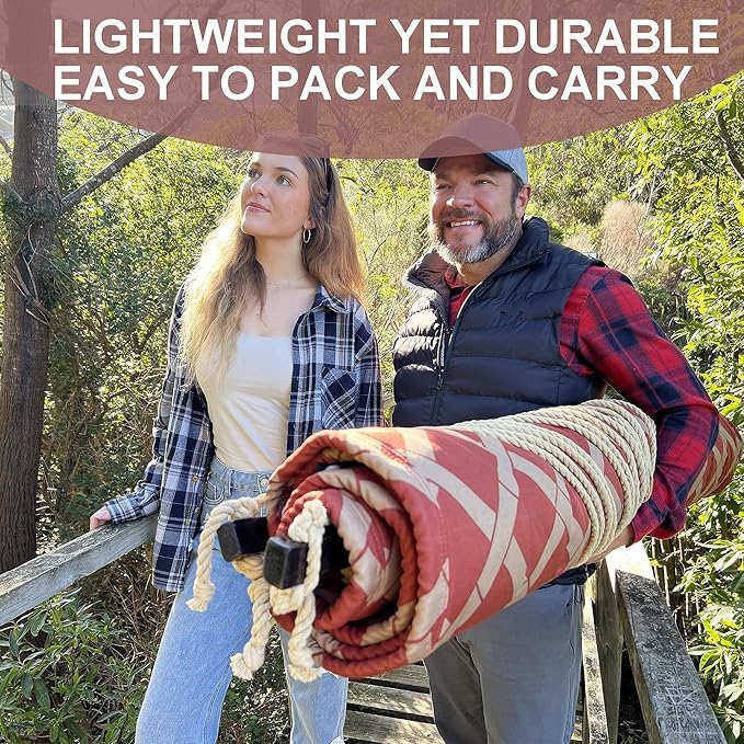 13 FT Tuscan Lattice Sienna/Taupe Quilted Hammock with Spreader Bars,Detachable Pillow and Chains,600lbs Capacity,Two Person Hammock for Outdoor, Patio, Backyard,Tree_Double Hammock