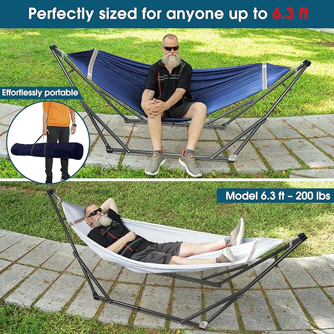 Tranquillo Combo x2 Hammocks with Stand for Outside & Tree Straps, Heavy Duty Hammock with Stand 600lbs for Indoor Outdoor Patio Backyard, x2 Hammocks for 2 Person, Portable Carrying Bags, Aegean