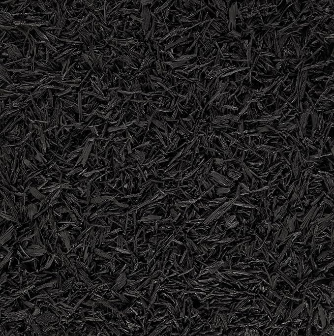 Rubberific Premium Shredded Rubber Mulch for Gardens, Lawns, and Landscaping | Long Lasting Color | Looks Like Natural Wood Mulch (0.8 Cu. Ft. - 16 LBS, Black)