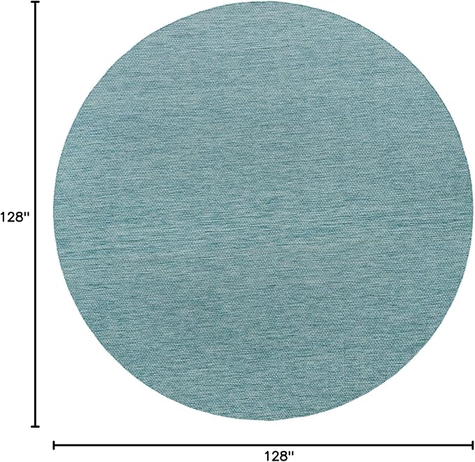 Unique Loom Collection Casual Transitional Solid Heathered Indoor/Outdoor Flatweave Area Rug (10' 8" Round, Aquamarine/Ivory)