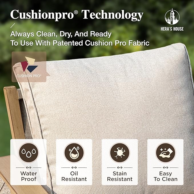 HERA'S HOUSE Patio Furniture Set 5-Piece, All-Weather Metal Outdoor Conversation Set with Wood Grain Finish, 2 x Leg Chair, 1 x 3-Seat Sofa, 2 x Multi-Functional Coffee Table for Garden Deck Backyard