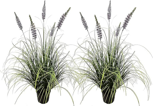 Artificial Lavender Plant 35in (2 Pack) - Tall Faux Indoor Home Decorative Plants & Flowers in Pot, Fake House Plant