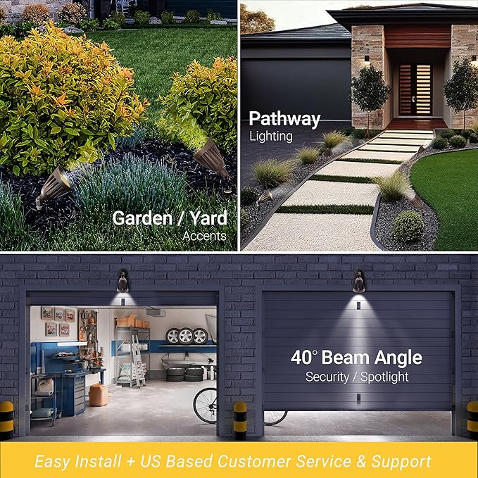 NuWatt 25W Bronze Bullet Spot Light Outdoor LED Landscape Floodlights, 3500 Lumens Bright Outdoor Light for Yard, 3000K/4000K/5000K Selectable, 1/2" Knuckle Mount, 120-277V Waterproof Flag Pole Lights