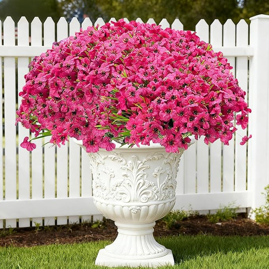 16pcs Outdoor Artificial Flowers UV Resistant Fake Flowers Bulk Artificial Flowers for Decoration Faux Silk Flowers for Garden Porch Window Box Hanging Planter Decorating