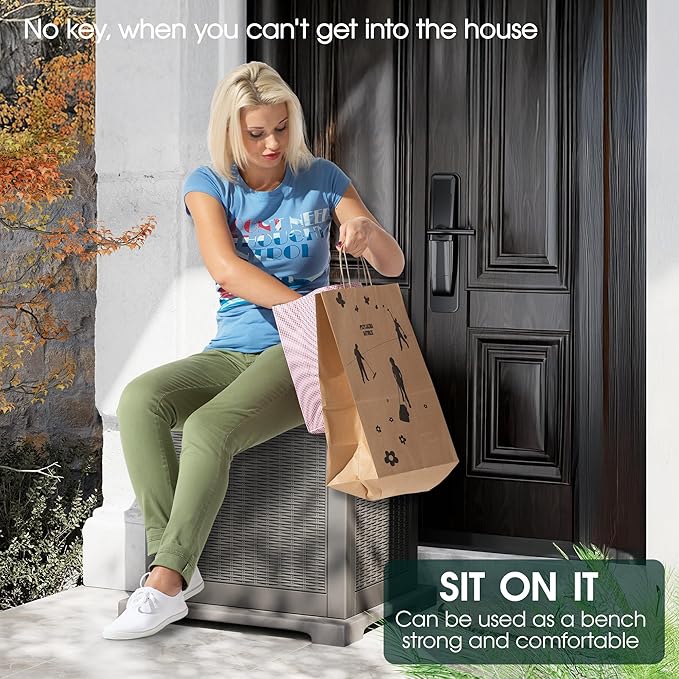 NUNU LAB 32 Gallon Resin Deck Box,Outdoor Indoor Waterproof Storage Box for Patio Cushions, Garden Tools, Pool Accessories,Backyard Storage Bin,Grey