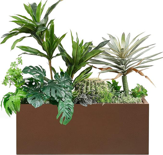 Wallowa Metallic Heavy Long and Large Outdoor/Indoor Planter Box, 38”Lx15”Wx15”H, 40Pounds, Espresso