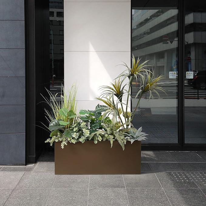 Wallowa Metallic Heavy Long and Large Outdoor/Indoor Planter Box, 38”Lx15”Wx15”H, 40Pounds, Espresso