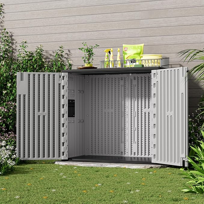 Outdoor Storage Cabinet for Patio & Garden Shed, 37Cu.ft Outdoor Storage Shed Waterproof,Horizontal Outdoor Cabinet for Garage, Pool Storage.
