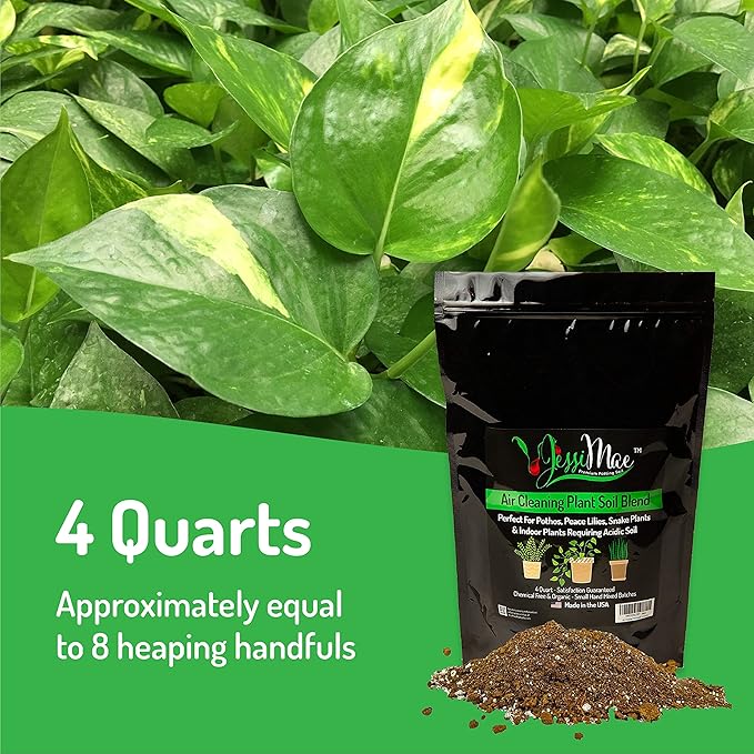Jessi Mae Slightly Acidic Organic Well-Drained Potting Soil - 4-Quart Bag, Perlite-Enhanced - Soil Mix for Snake Plant & Potting Mix for Peace Lily, Pothos & Parlor Palm