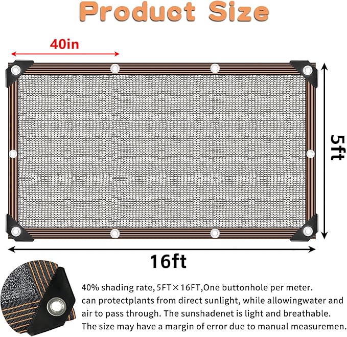Shade Cloth for Plants Greenhouse, 40-50% Sunblock Shade Sails -for Outdoor Garden Pergola Patio Lawn Plant Pool Sun Shade Cloths for Kennel Chicken Coop Easier to Hang Shade Net Cover