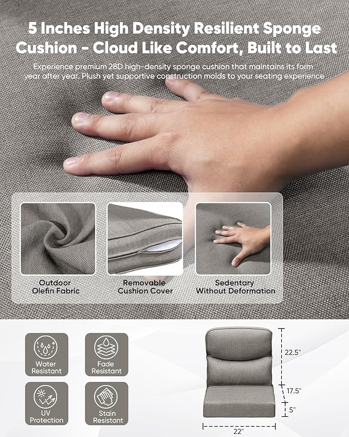 7-Piece Outdoor Wicker Patio Furniture Set with Swivel Glider Chairs, 3-Seat Sofa, Coffee Table & Ottomans 5” Olefin Cushions Ergonomic Neck-Lumbar Backrest All-Weather Rattan for Garden, Deck, Porch