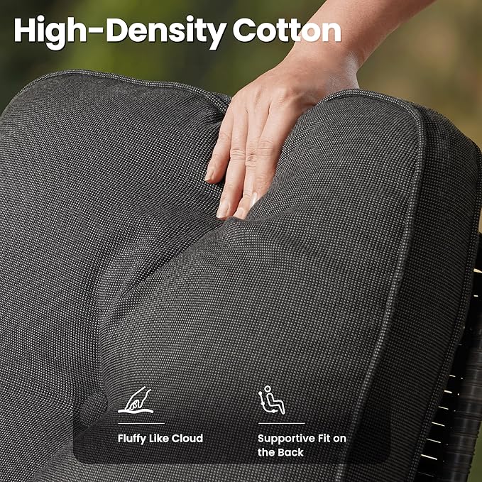 ovios 8 Pieces Patio Furniture Set, Outdoor Wicker Sofa with Swivel Chairs, Coffee Table, All Weather High Back Rattan Loveseat Couch with Comfy Cushions, Black