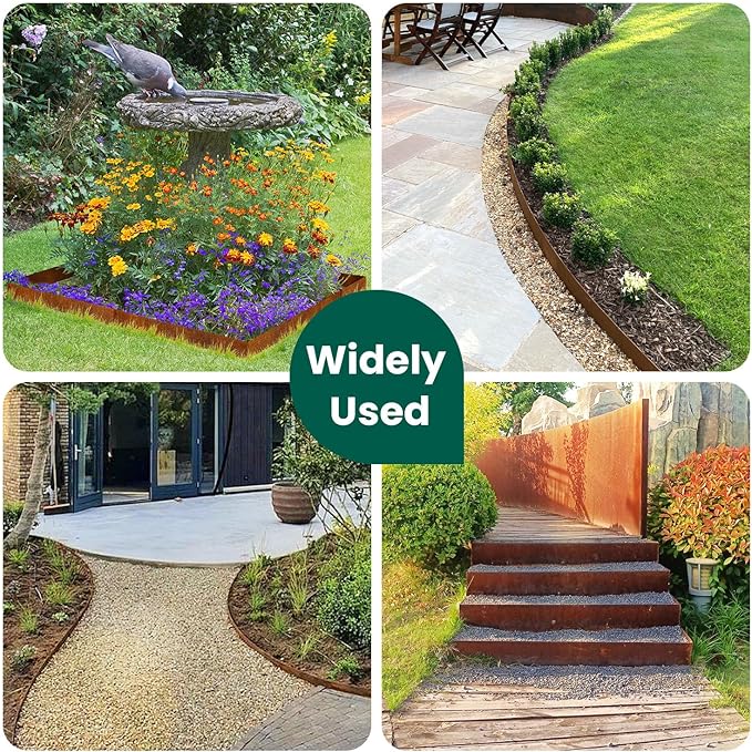 Corten Steel Landscape Edging Metal Garden Edging 40 Inch Strips Landscaping Steel 10 Inch Depth Garden Border Rusted Edge Flower Bed for Lawn Yard Outdoor Plant 6 pcs by GZGNEEVL