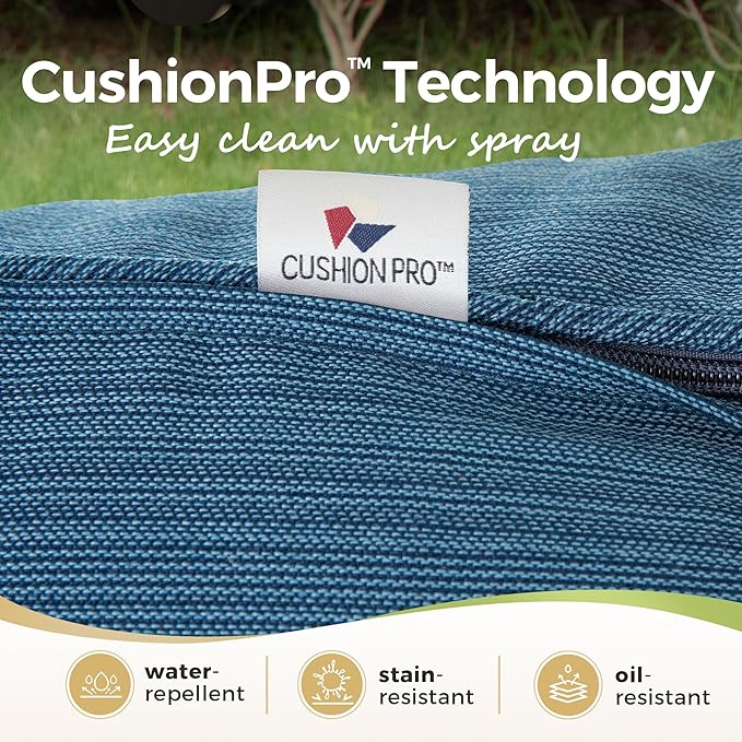 Patio Furniture Set 5 pcs, Outdoor Patio Furniture, 3-Seat Sofa, 2 Swivel Chairs, 2 Ottomans and 5.75" Extra Thick Cushion, Conversation Set for Backyard Deck,Gemstone Blue