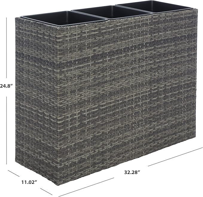 SAFAVIEH Outdoor Collection Rita Grey/Brown Woven Rectangular Flower Rack