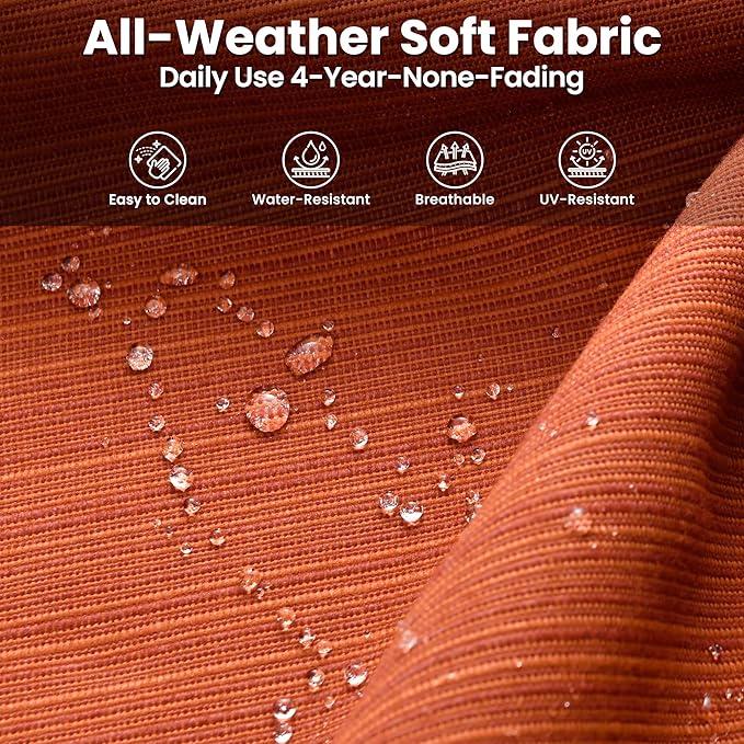 ovios 6 Pieces Patio Furniture Set, Outdoor Wicker Sofa Couch with Swivel Chairs Ottomans Comfy Cushions, All Weather High Back Modern Conversation Sets, Brown Rattan, Orange Red