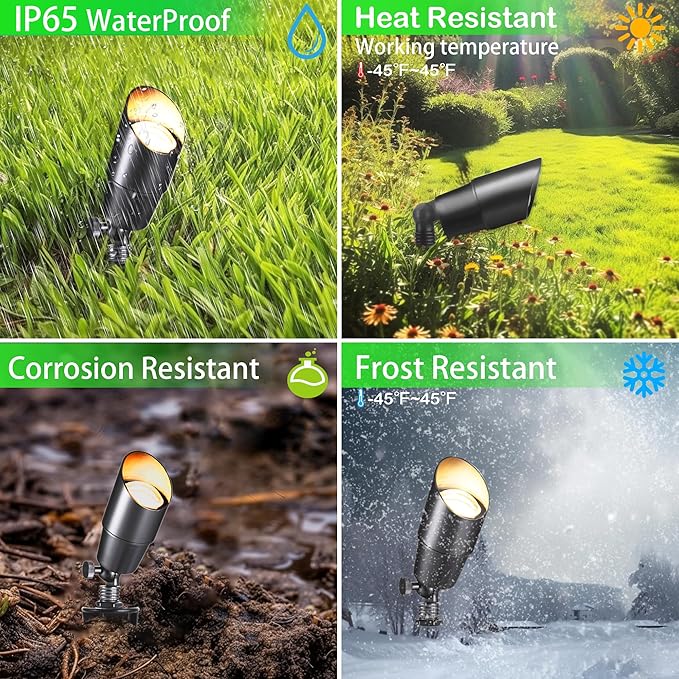 RGB+CCT Color Changing Ourdoor Landscape Lighting,12V Low Voltage Landscape Lights Remote Control with MR16 Light Bulbs 5W 2700K,Warm&Cold Uplights,IP65 Waterproof Uplights (1 Pack)