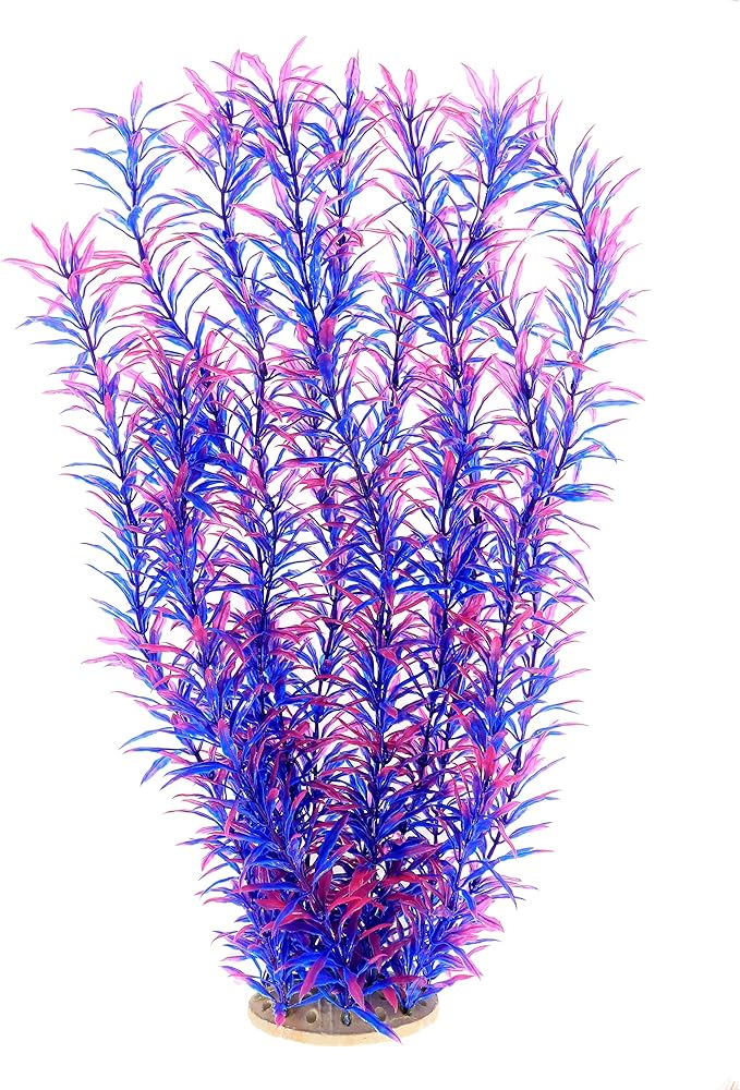 ALEGI Aquarium Fish Tank Decoration,Large Artificial Plants for Fish Tank 21 inches Tall,Safe for All Fish, Purple