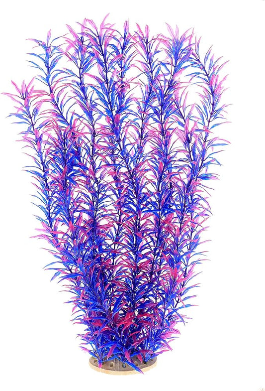 ALEGI Aquarium Fish Tank Decoration,Large Artificial Plants for Fish Tank 21 inches Tall,Safe for All Fish, Purple