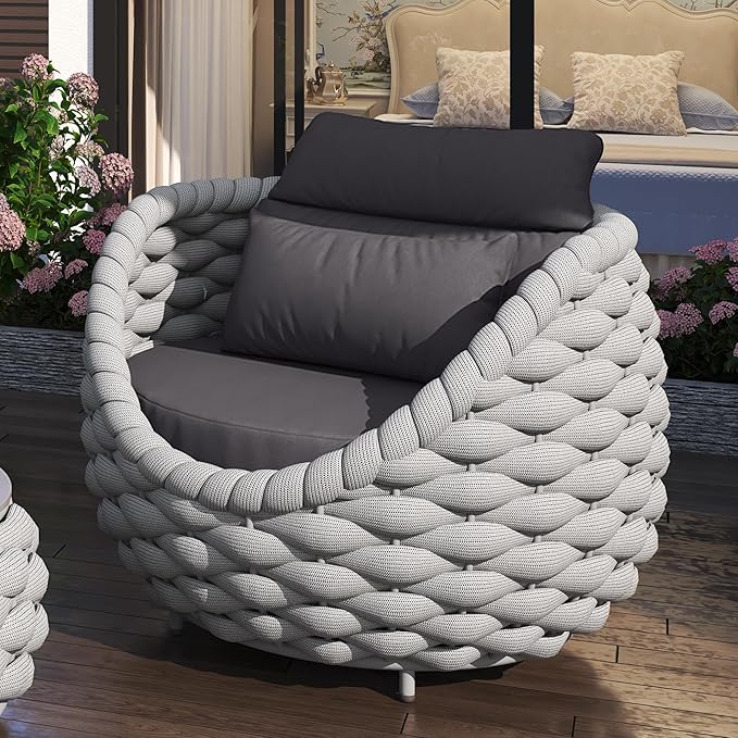 6-Piece Aluminum Patio Furniture Set, Modern Outdoor Conversation Set Sectional Sofa with Water Repellent Thick Cushions and Coffee Table for Balcony, Garden