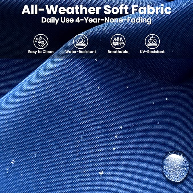 ovios 10 Pieces Patio Furniture Set, Outdoor Wicker Sofa Couch with Swivel Chairs 54" Fire Pit Table, All Weather High Back Modern Conversation Sets, Brown Rattan, Navy Blue