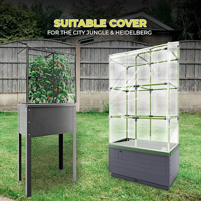 Bio Green Cover for Raised Garden Bed City Jungle & Heidelberg | Transparent Design | Incl. 2 Zippers | Protection from Cool Nights | Easy to Assemble