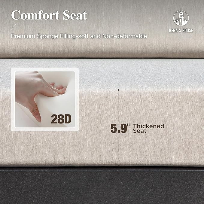 HERA'S HOUSE Patio Furniture Set 6-Piece, All Weather Outdoor Sectional Sofa with Coffee Table & Side Table, 5.9" Thick Waterproof Cushions, Modular Conversation Set for Garden, Deck, Backyard