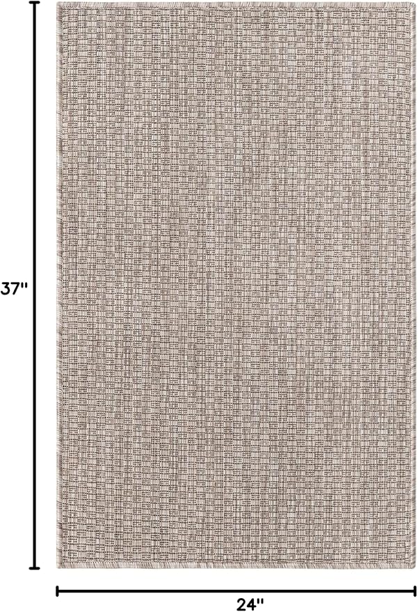 Unique Loom Collection Casual Transitional Solid Heathered Indoor/Outdoor Flatweave Area Rug (2' x 3' 1" Rectangle, Beige/Ivory)