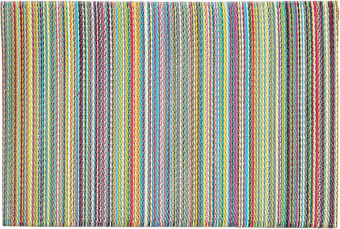 Fab Habitat Striped Non Slip Doormat - Durable, Thin - Recycled Plastic - Entryway, Front Door, Porch, Patio - Cancun - Candy (24" x 36" Non-Slip)