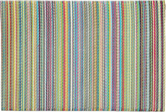 Fab Habitat Striped Non Slip Doormat - Durable, Thin - Recycled Plastic - Entryway, Front Door, Porch, Patio - Cancun - Candy (24" x 36" Non-Slip)