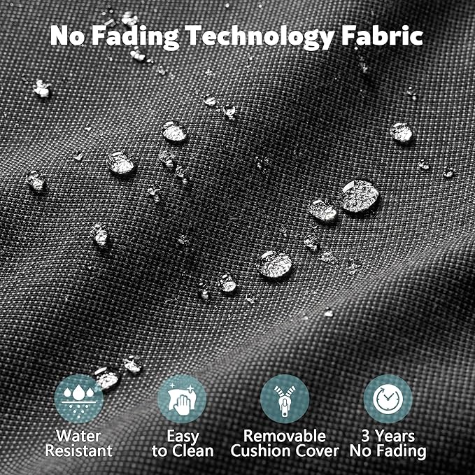 4-Piece Wicker Patio Furniture Set, All-Weather Rattan Conversation Bistro Loveseat Chair and Table Set for Backyard, Balcony and Deck with Soft Cushions and Metal Table(Black)