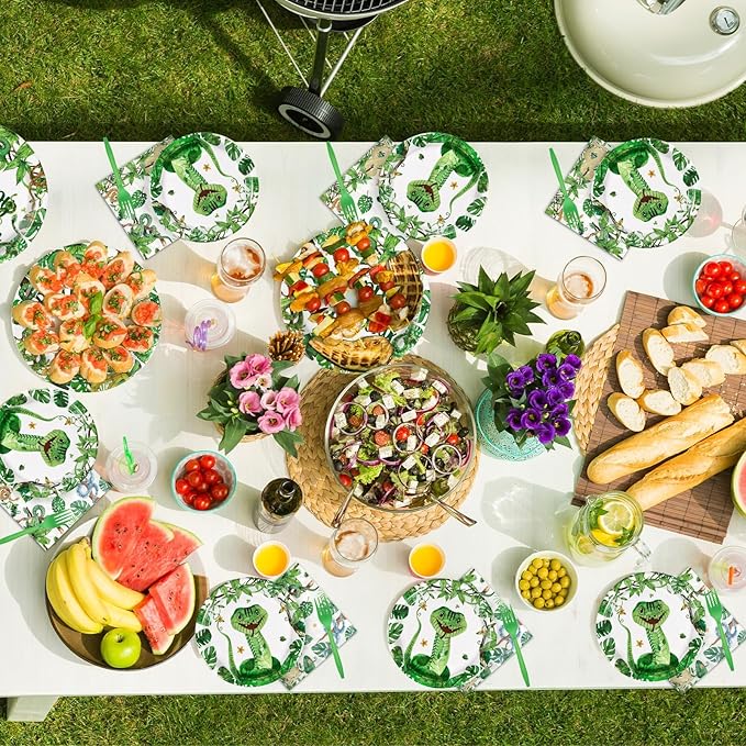 96 Pcs Snake Birthday Party Supplies Reptile Jungle Swamp Snake Plates and Napkins Tableware Sets Reptile Party Decorations Favors for Kids Camping Alligator Wilderness Wildlife Theme Decor,Serves 24