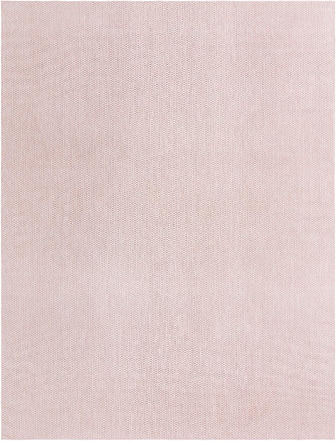Unique Loom Collection Casual Transitional Solid Heathered Indoor/Outdoor Flatweave Area Rug (10' x 13' 1" Rectangle, Whisper Pink/Ivory)