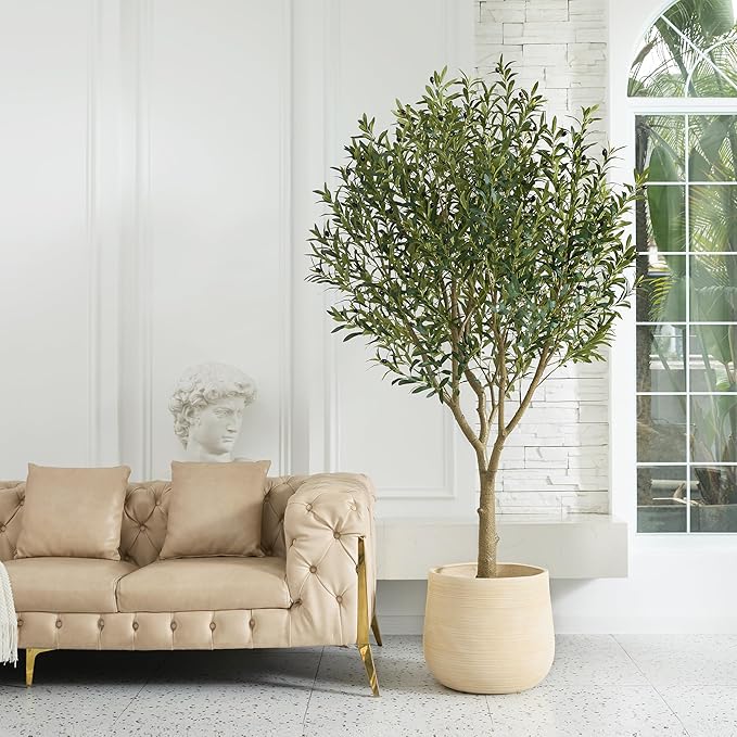 Artificial Olive Tree 7FT - Large Fake Olive Trees Indoor with 3066 Silk Leaves, Outdoor Potted Faux Plant with UV Resistant for Living Room,Office,Patio, Home Decor,VN157