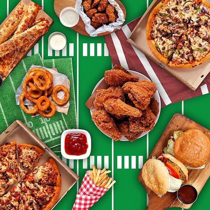 6 Pack Football Party Decorations Disposable Tablecloth, Plastic Touchdown Table Cover, 54x108 in Waterproof Tablecloth for Birthday Party Picnic Football Party Game Football Gameday, GB-1130