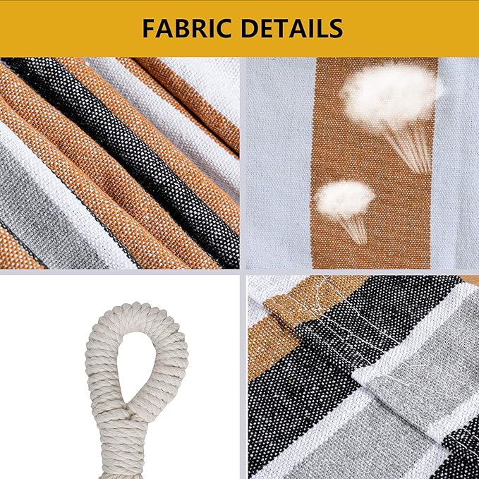 Double Hammock Brazilian Hammocks with Portable Carrying Bag,Soft Woven Fabric, Up to 450 Lbs Hanging for Patio,Trees,Garden,Backyard,Porch,Outdoor and Indoor XXX-Large Brown&Grey Stripe