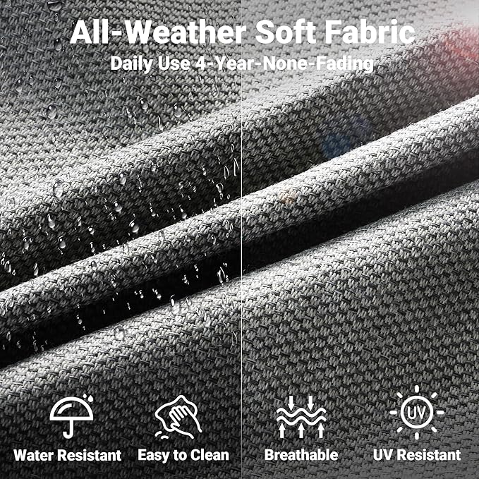 ovios 4 Pieces Patio Furniture Set, Outdoor Wicker Sofa with Coffee Table, Chairs, All Weather High Back Rattan Loveseat Couch with Comfy Cushions, Dark Grey