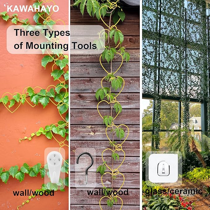 20 Pcs Chain Trellis for Climbing Plants Indoor Outdoor, Plant Trellis, Garden Plant Wall Trellis, Vine Support Houseplant Accessories for Monstera, Pothos, Ivy, Climbing Plants (Gold Heart)