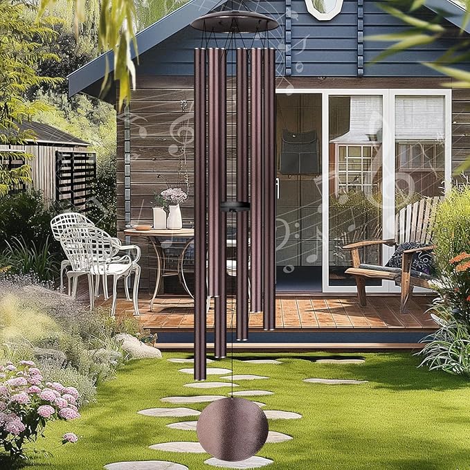 66" Large Wind Chimes for Outside Deep Tone with 6 Heavy ⌀ 1.2" Tubes - Soothing Windchimes Outdoors for Garden Patio Hanging Decor, Memorial Sympathy Gifts for Loss of Loved One (Bronze, 66")