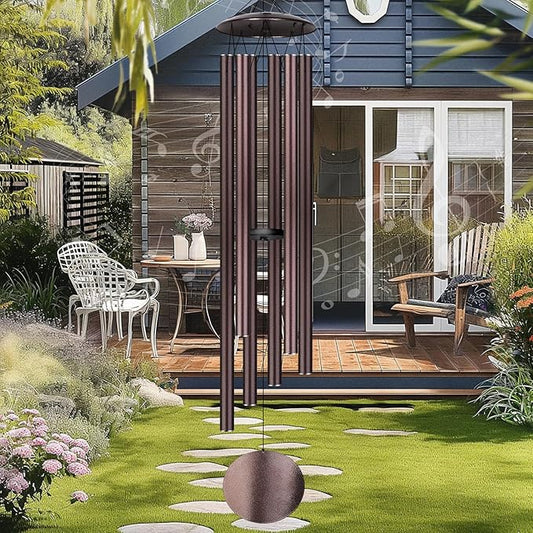 66" Large Wind Chimes for Outside Deep Tone with 6 Heavy ⌀ 1.2" Tubes - Soothing Windchimes Outdoors for Garden Patio Hanging Decor, Memorial Sympathy Gifts for Loss of Loved One (Bronze, 66")