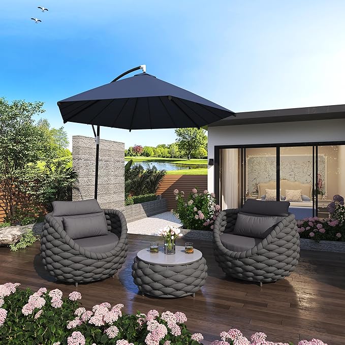 TWT 5-Piece Aluminum Patio Furniture Set, Outdoor Armchairs with Coffee Table, Metal Sofa Set for Deck, Porch, Balcony, Indoor, Dark Grey