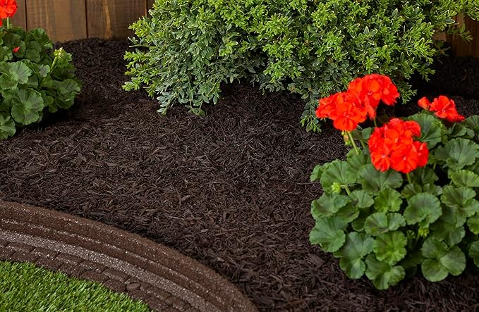 Rubberific Premium Shredded Rubber Mulch for Gardens, Lawns, and Landscaping | Long Lasting Color | Looks Like Natural Wood Mulch (75 CU. FT. - 1,350 LBS, Brown)
