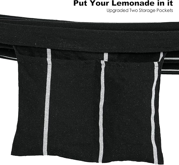 Double Hammock with Stand for Outside, Upgraded Spreader Bar, Heavy Duty Space Saving Steel Stand 2 Person, Side Pockets, Easy Assembly, 600lbs Weight Capacity, Indoor & Outdoor (Darkness)