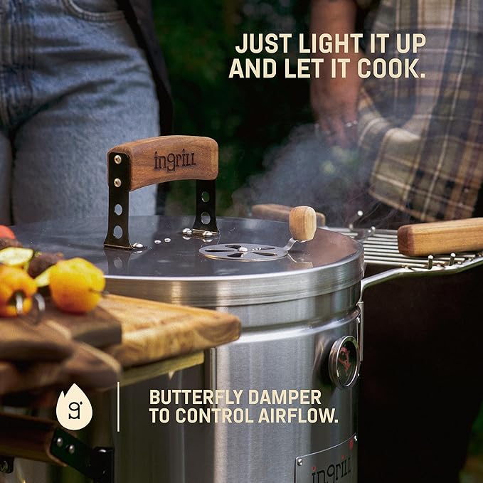 Charcoal Grills - 12 lbs Stainless Steel Smoker Grill 3-in-1 for Cooking & Home BBQ - Portable Vertical Smoker Barrel for Outdoor Grilling & Camping - Meat Grill with Thermometer & Accessories