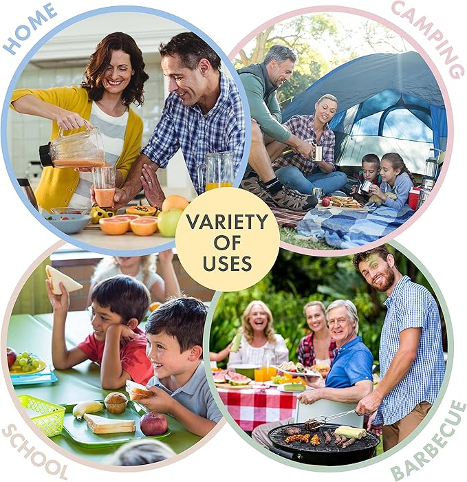 FOODLE Wheat Straw Dinnerware Set - BPA Free & Safety Tested - Dishwasher & Microwave Safe - Toddler & Kids Plates and Bowls Sets - Plastic Plates Reusable - Perfect for RV, Camping Dishes - For 4