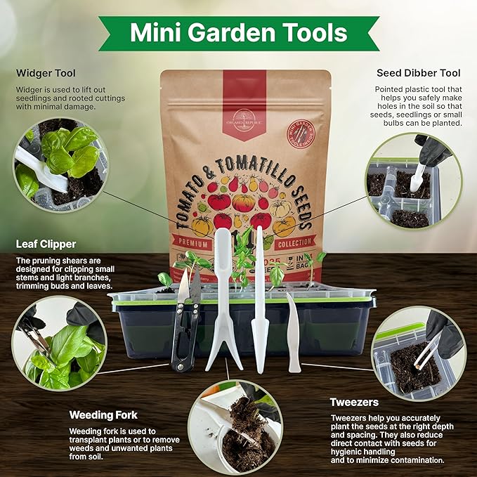 Organo Republic 14 Rare Tomato & Tomatillo Garden Seeds Variety Pack - 1,020+ Non-GMO Heirloom Tomato & Tomatillo Seeds for Outdoors & Indoor Home Gardening